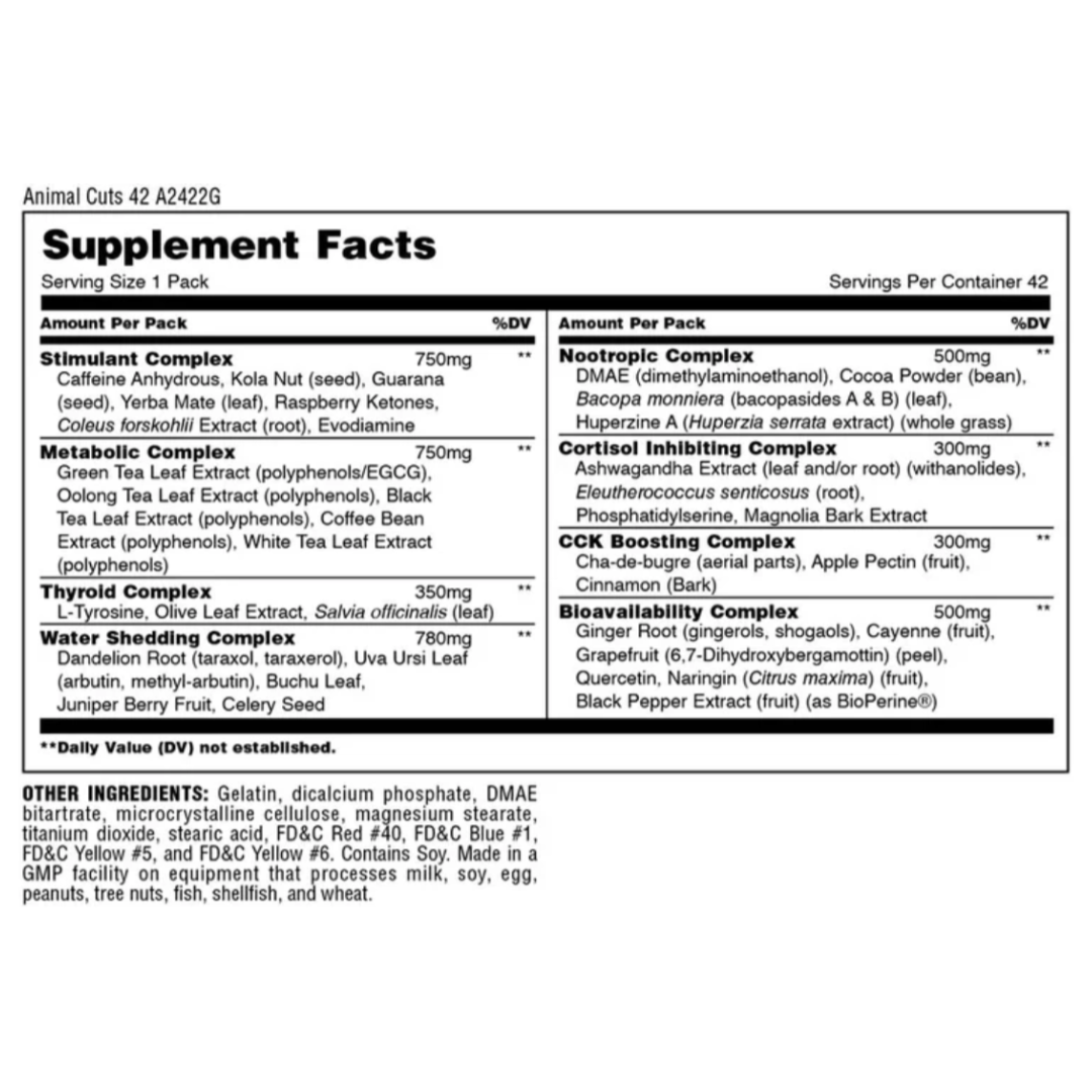 Animal Cuts 42 Servicios – tabla nutricional