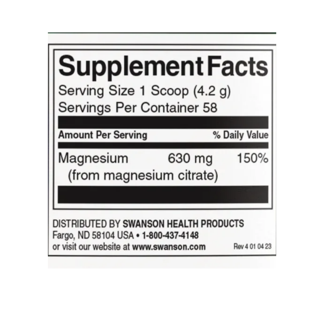 Magnesio Citrato En Polvo 630 mg – tabla nutricional