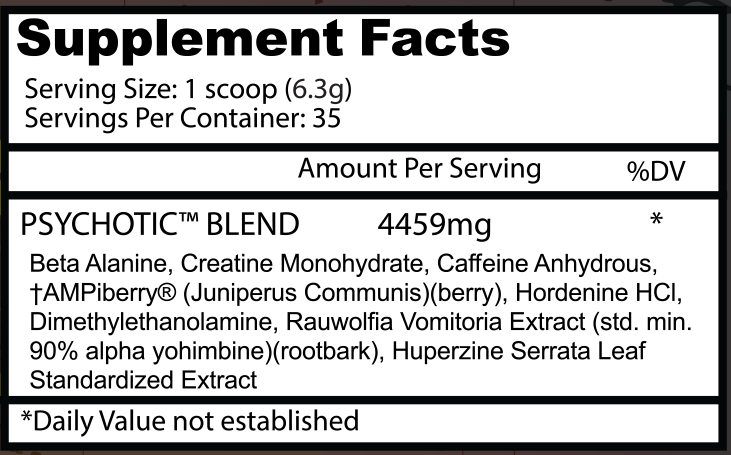 Psychotic Red 35 Servicios – tabla nutricional