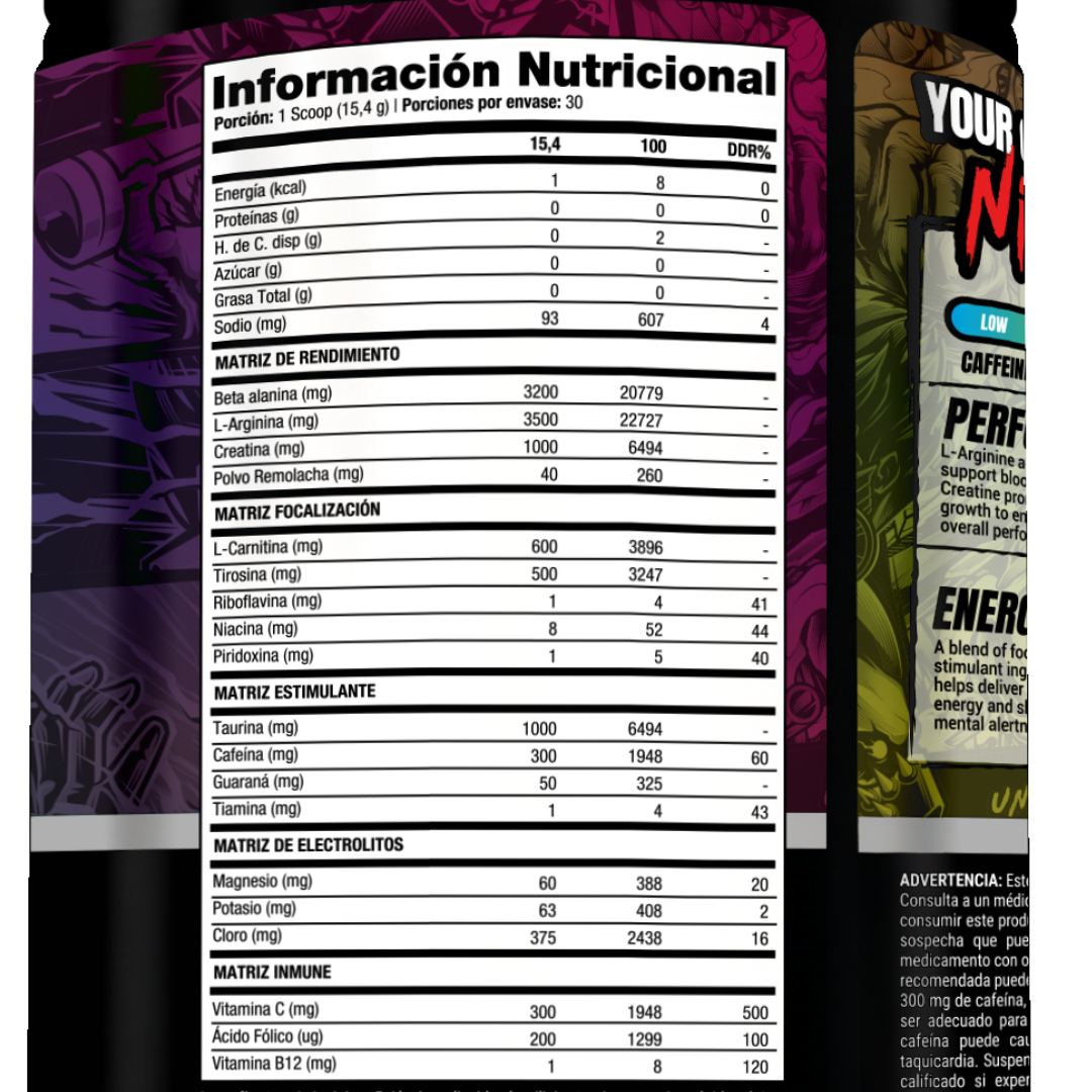 Mr Hyde Nightmare 30 Servicios – tabla nutricional