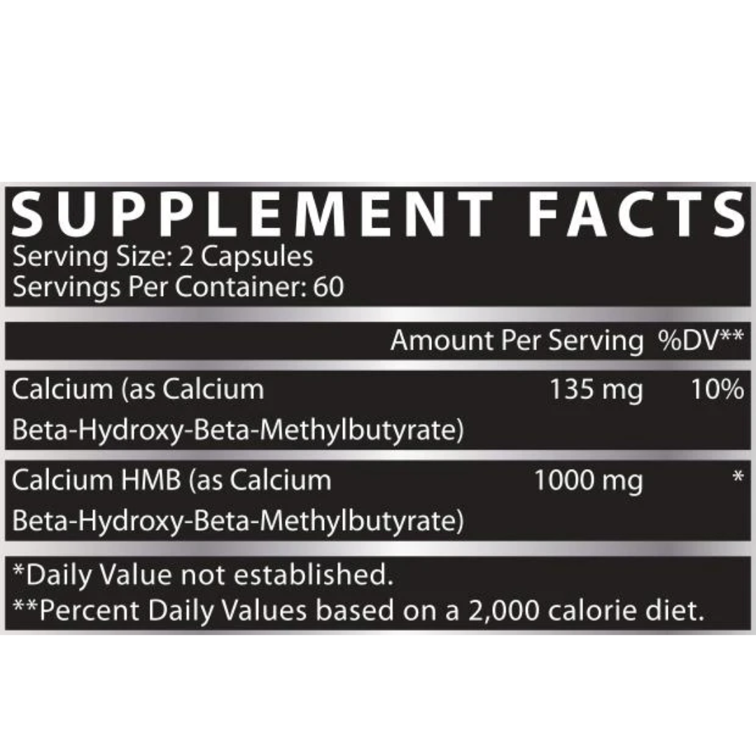 HMB 1000 120 Cápsulas – tabla nutricional