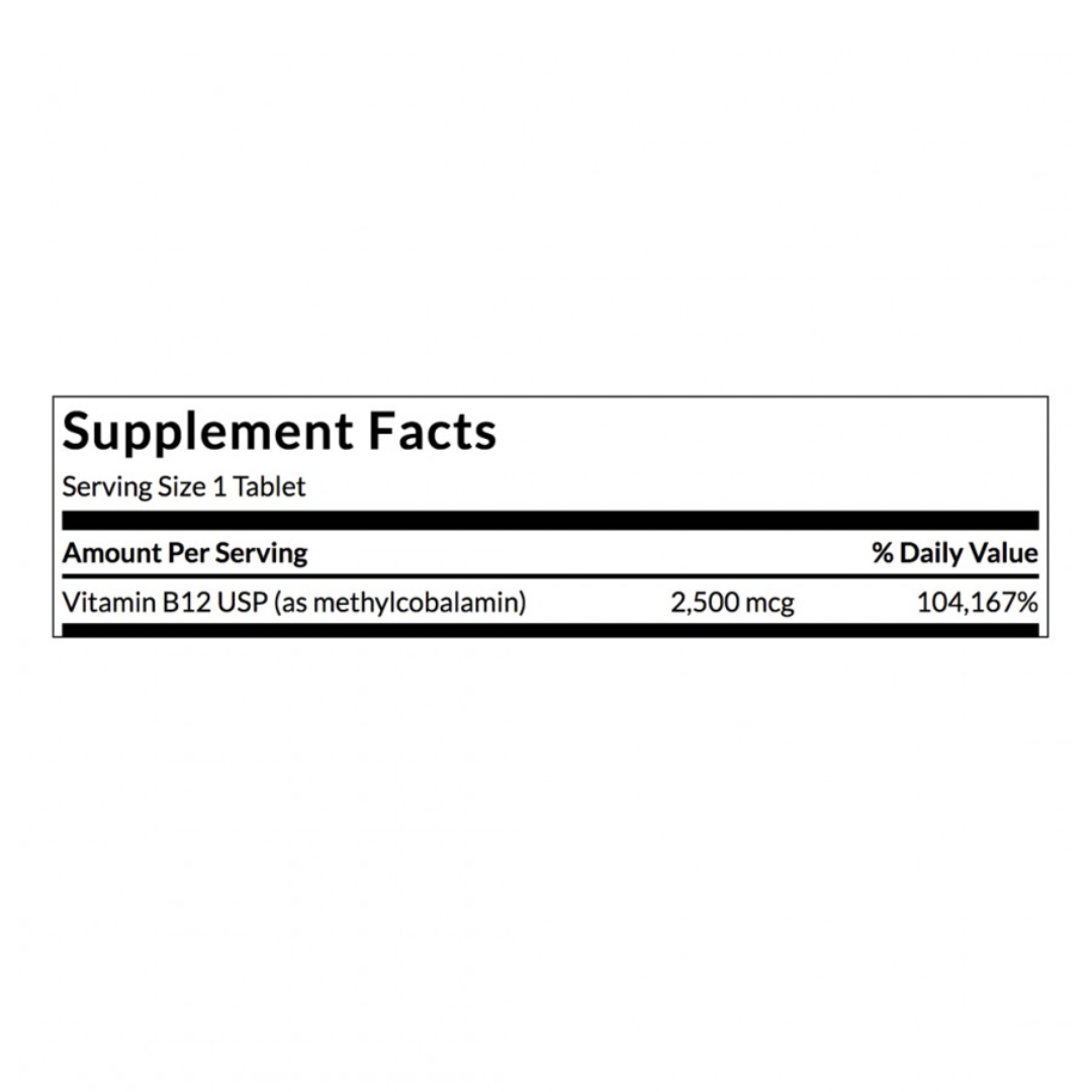 Vitamina B12 60 Tabletas – tabla nutricional
