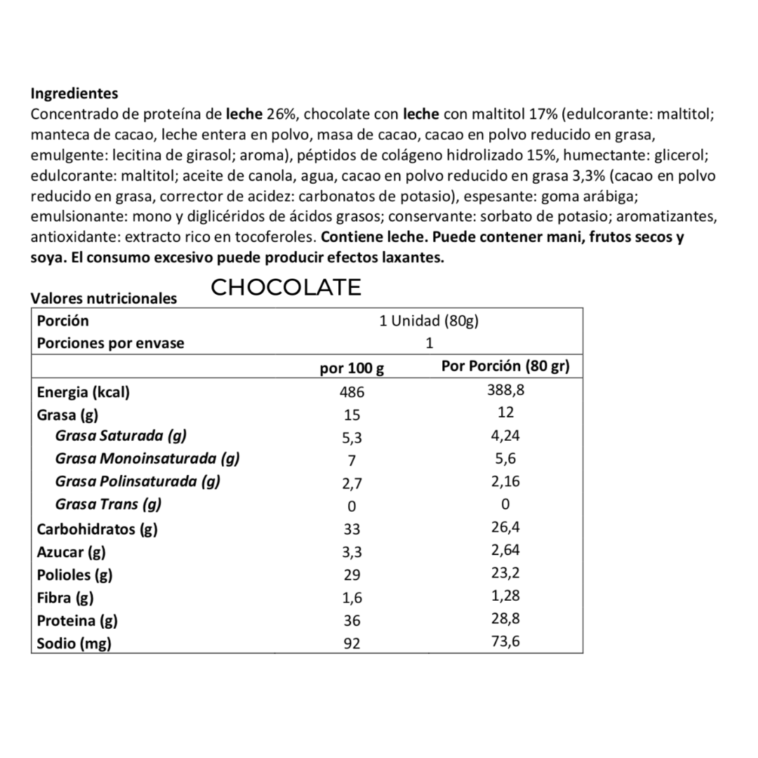 Caja Barra Space Protein XXL 24 Unidades — Chocolate – tabla nutricional
