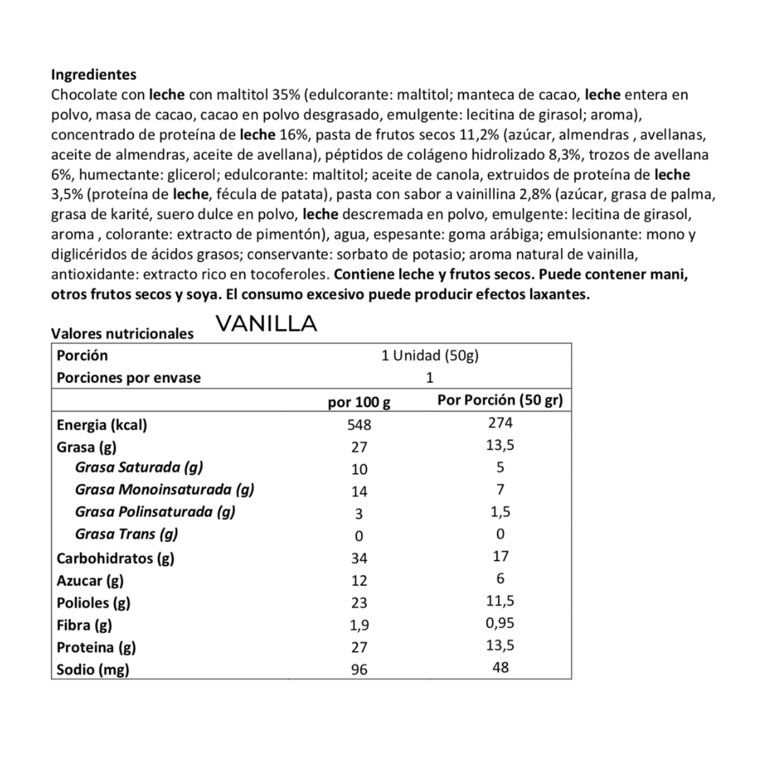 Barra Space Protein — Variedad De Sabores – tabla nutricional