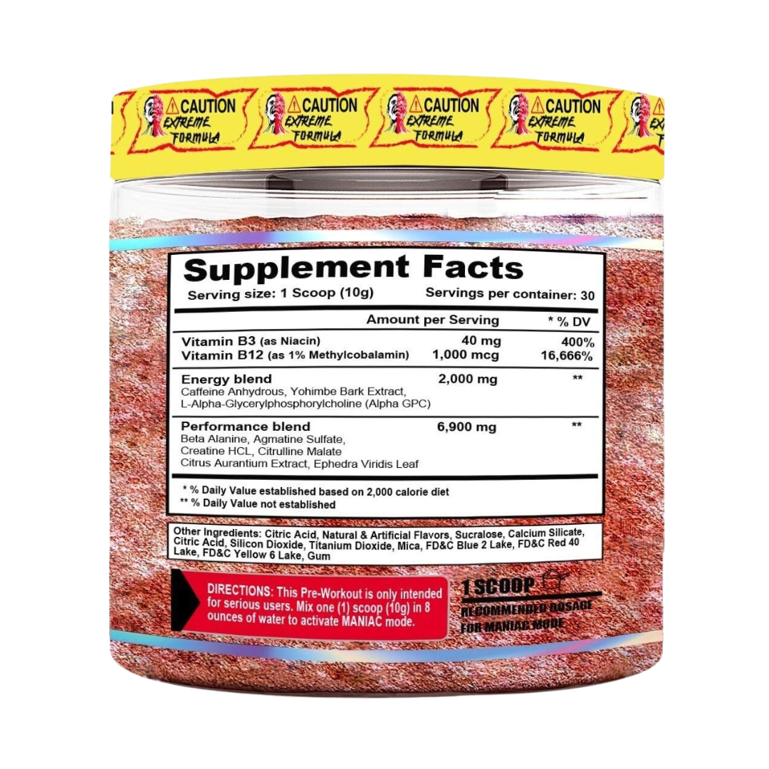 Maniac Extreme 30 Servicios – tabla nutricional