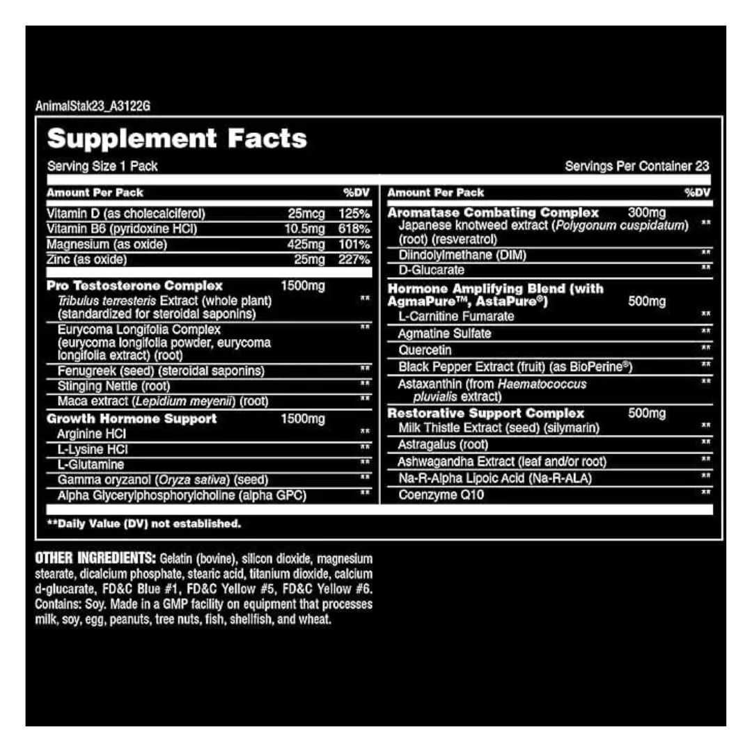 Animal Stak 21 Servicios – tabla nutricional