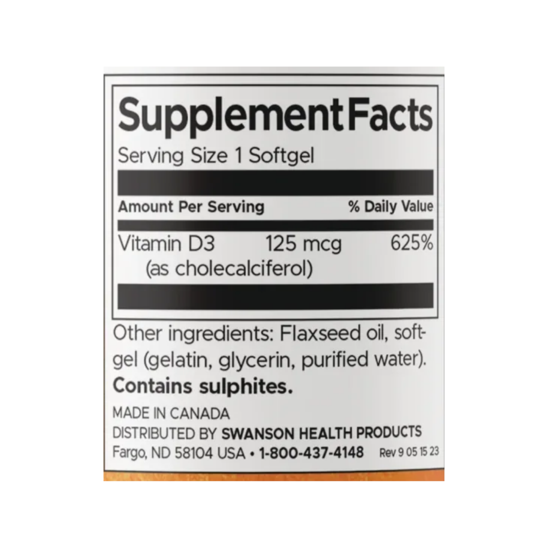 Vitamina D3 5000 UI – tabla nutricional