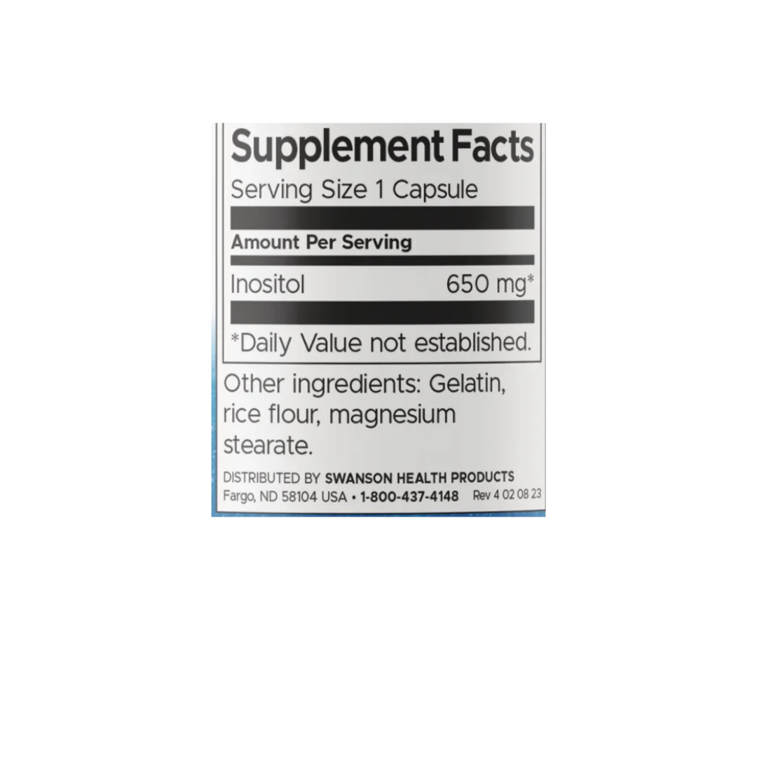 Inositol Swanson 650 mg 100 Cápsulas – tabla nutricional