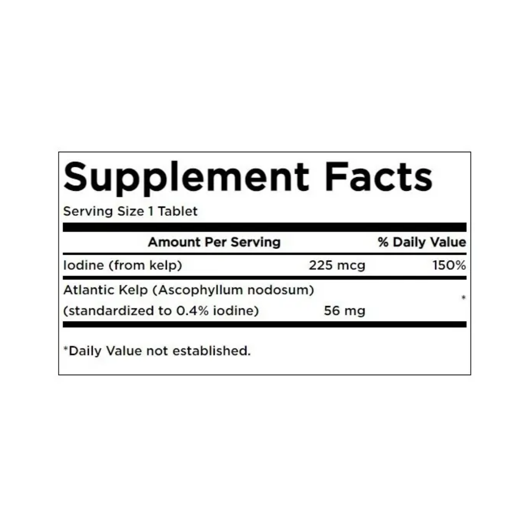 Kelp 250 Tabletas – tabla nutricional