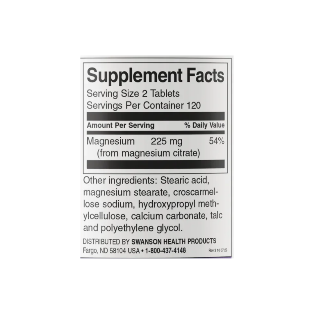 Citrato De Magnesio 240 Tabletas 112 mg – tabla nutricional