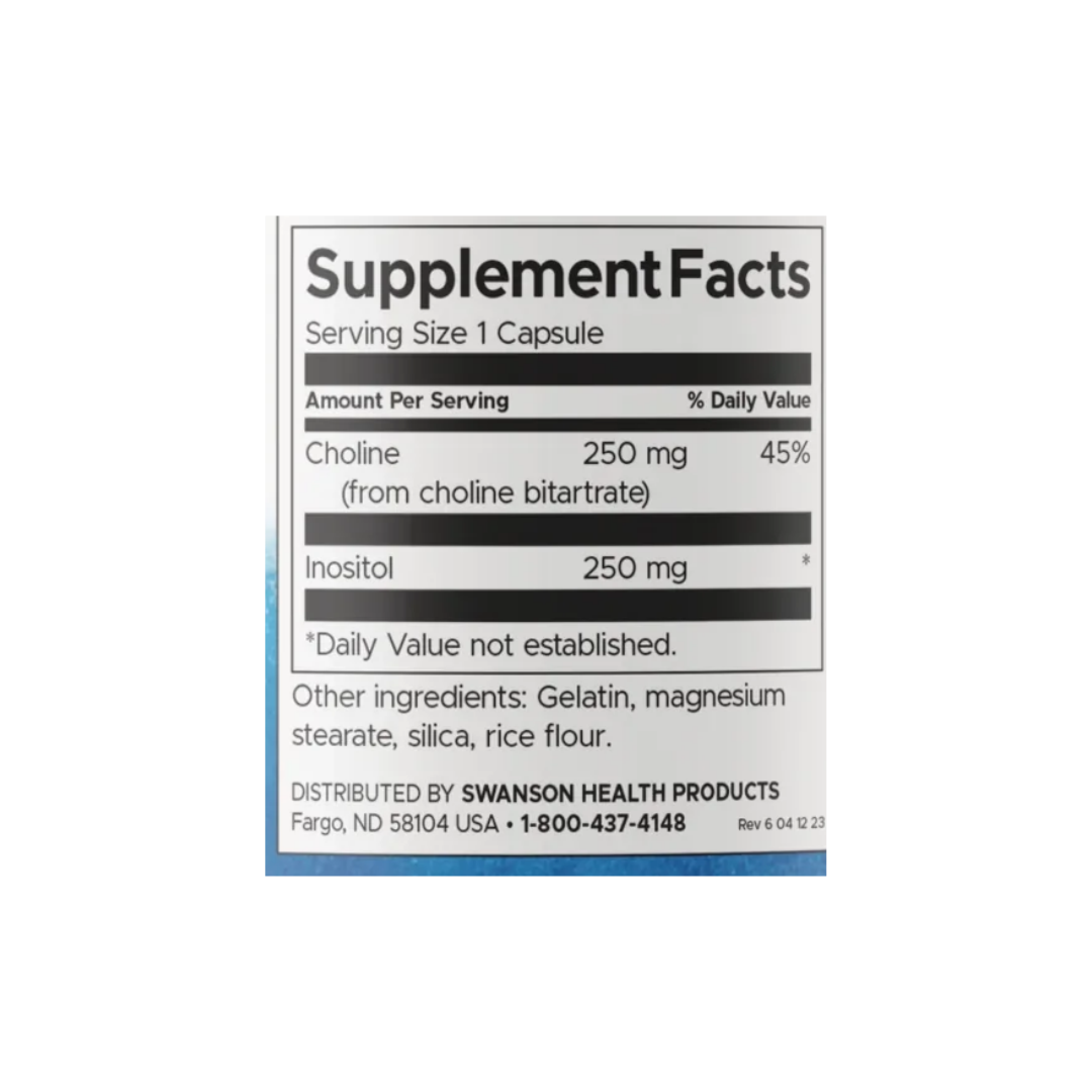 Choline & Inositol 250 mg 250 Cápsulas – tabla nutricional