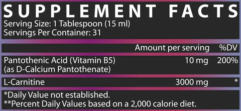 L-carnitine 3000 Nutrex – tabla nutricional
