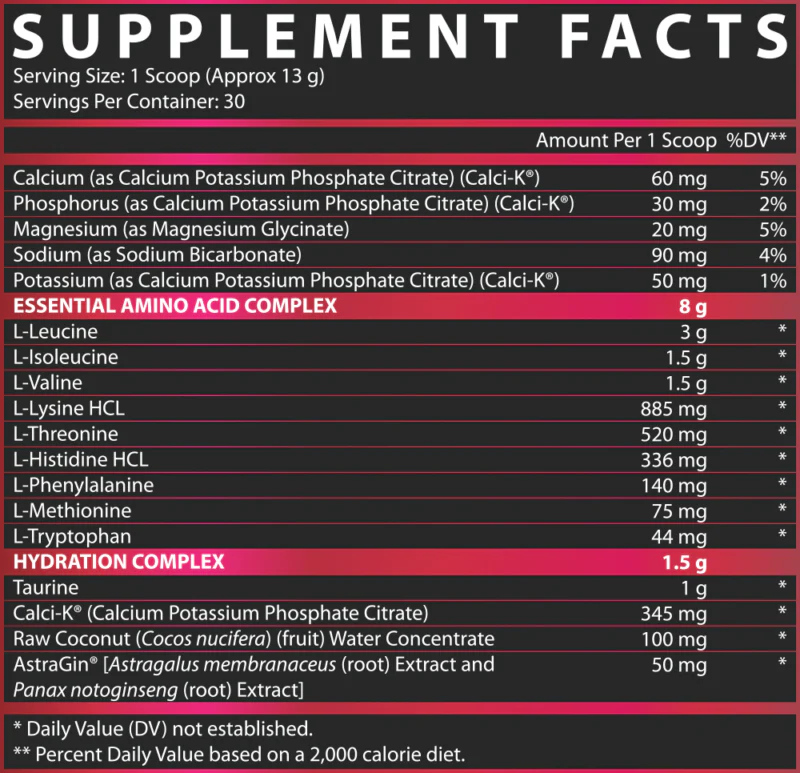 Eaa+ Hydration 30 Servicios – tabla nutricional